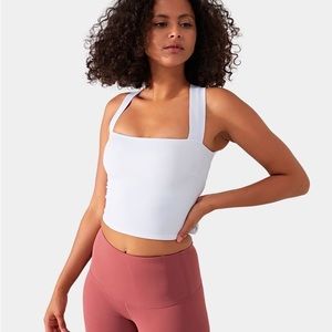 Backless Padded Crisscross Lace Up Cool Touch Workout Cropped Tank Top